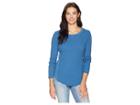 Dylan By True Grit Softest Slub Waffle Long Sleeve Crew (antique Blue) Women's Clothing