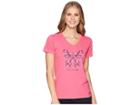 Life Is Good Wildflower Butterfly Crusher Vee (fiesta Pink) Women's T Shirt
