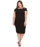 Adrianna Papell Plus Size Crepe Off-the-shoulder Cocktail Dress (black) Women's Dress