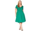 Unique Vintage Plus Size 1940s Style Knit Short Sleeve Natalie Swing Dress (green) Women's Dress