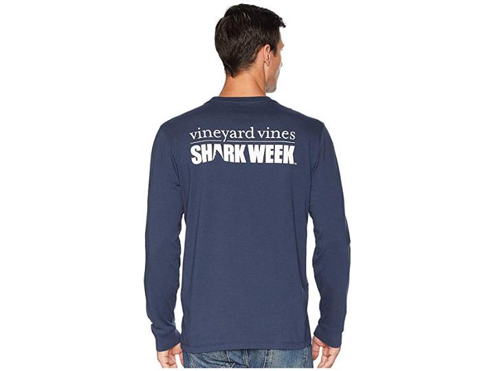 Vineyard Vines Shark Week Logo Pocket T-shirt (blue Blazer) Men's T Shirt