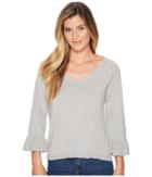 Lilla P Flutter Sleeve V-neck (heather Grey) Women's Clothing