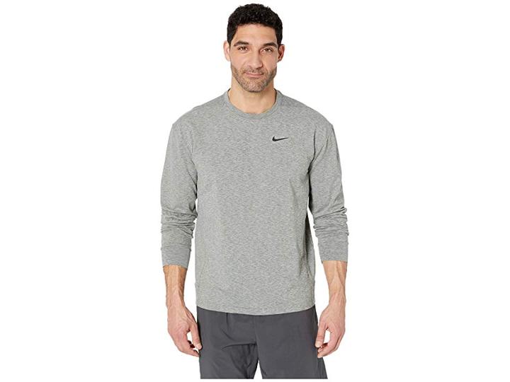 Nike Dry Top Long Sleeve Crew Hyperdry Transcend Lt (mineral Spruce/heather/black) Men's Clothing