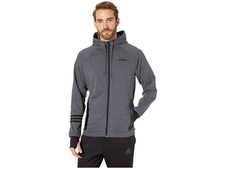 Adidas Essentials Motion Pack Full-zip Track Jacket (dark Grey Heather) Men's Sweatshirt