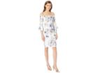 Bebe Off The Shoulder Bell Sleeve Dress (ivory Multi) Women's Dress
