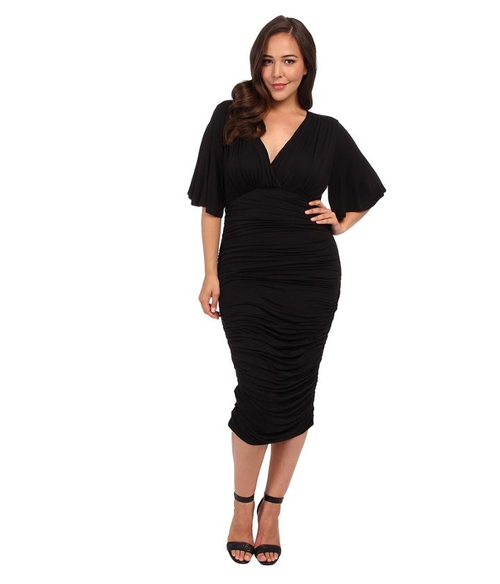 Kiyonna Rumor Ruched Dress (black) Women's Dress