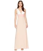 Jill Jill Stuart V-neck Color Block Gown (cream/pink/rose) Women's Dress