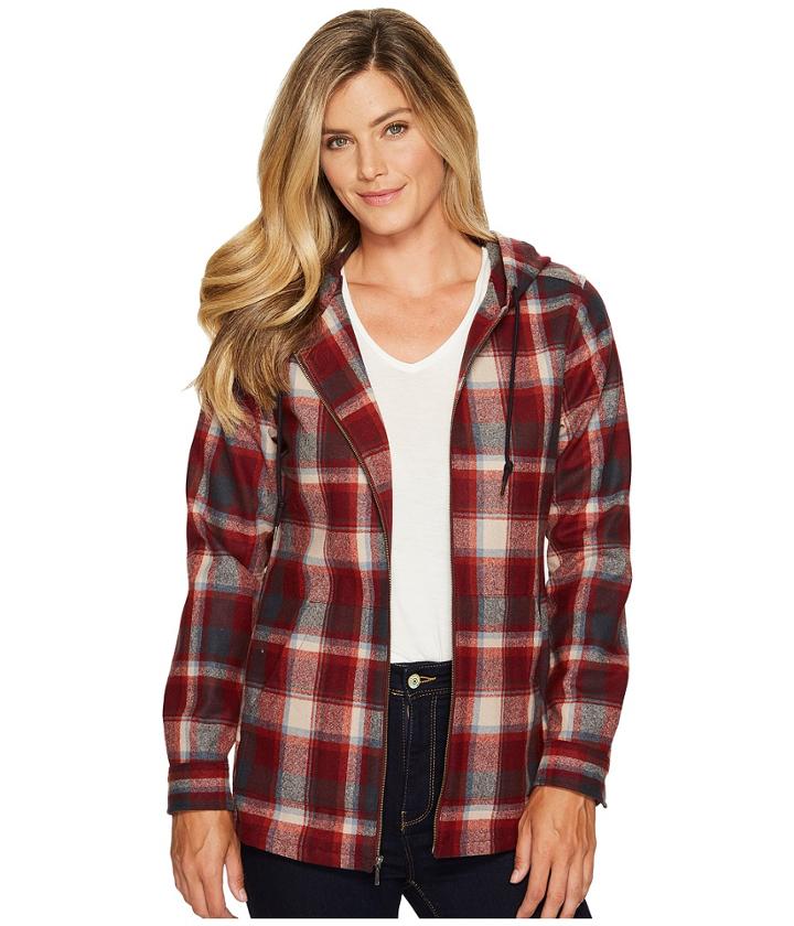 Pendleton Wool Zip Hoodie (berry Plaid) Women's Sweatshirt