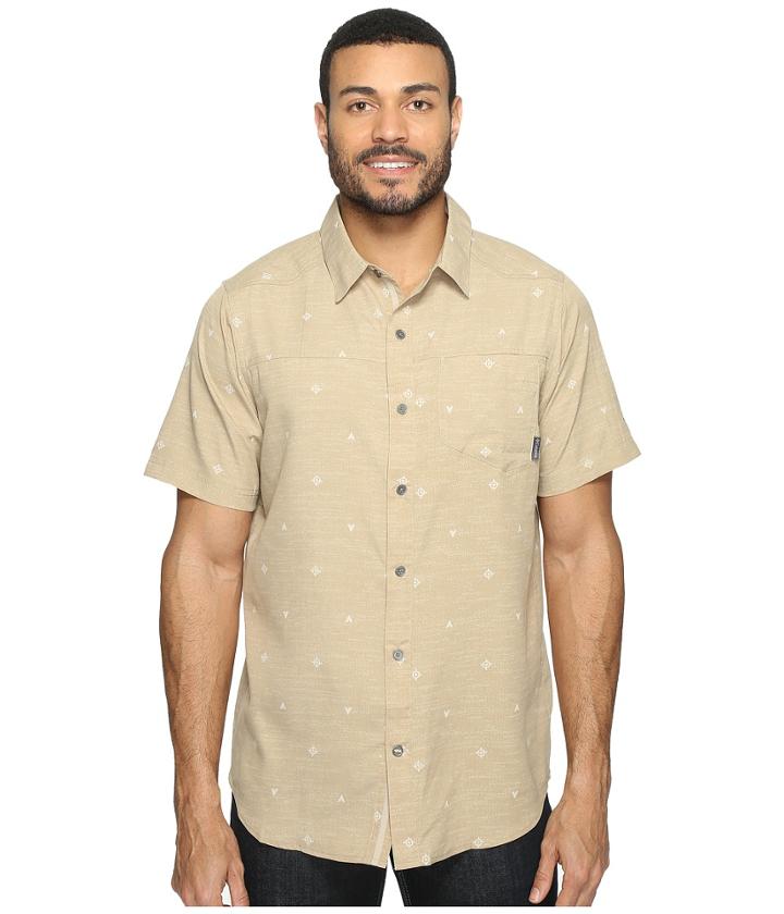 Columbia Pilsner Peak Print Short Sleeve Short (british Tan Compass Print) Men's Short Sleeve Button Up