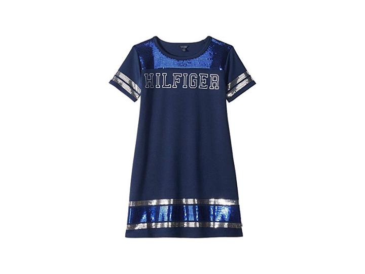 Tommy Hilfiger Kids Stripe Trim Dress (big Kids) (flag Blue) Girl's Dress
