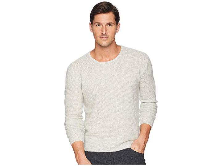 John Varvatos Collection Tuck Stitch Long Sleeve Crew Y2476u3 (silver) Men's Sweater