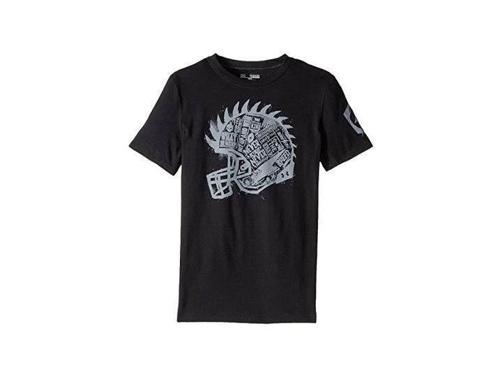 Under Armour Kids Never Retreat Short Sleeve Tee (big Kids) (black/steel) Boy's T Shirt