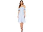 Bb Dakota Jeanne Pinstripe Off The Shoulder Dress (light Blue) Women's Dress