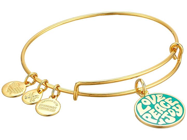 Alex And Ani Words Are Powerful Love Peace Joy Bangle (shiny Gold) Bracelet