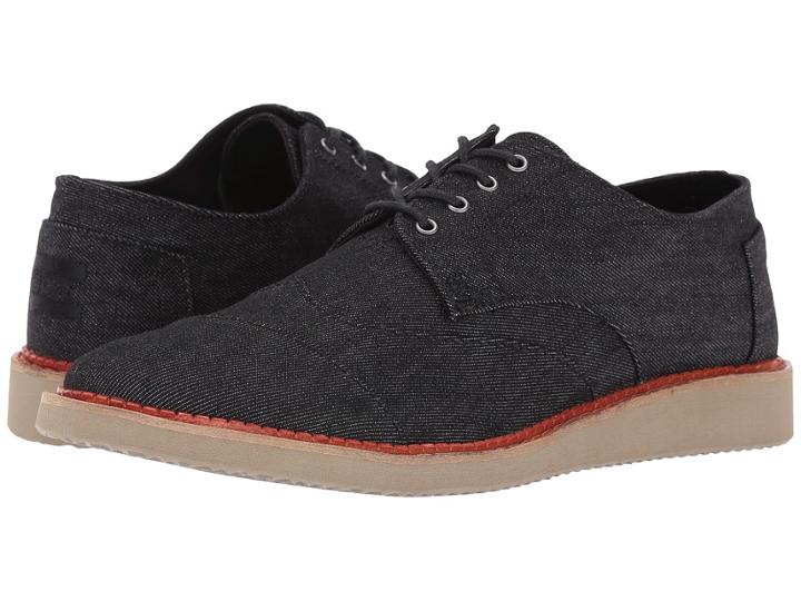 Toms Brogue (black Denim) Men's Lace Up Casual Shoes