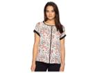 Ivanka Trump Cap Sleeve Printed Top (blush Multi) Women's Clothing