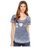 Allen Allen Heart Flag Tee (lapis) Women's T Shirt