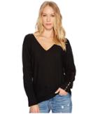 Splendid Nassau Cashmere Blend Braided Sleeve Sweater (black) Women's Sweater