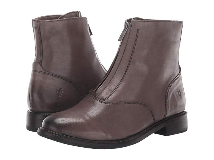Frye Kelly Front Zip Bootie (grey Dip-dyed Leather) Women's Zip Boots