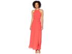 Vince Camuto Chiffon Surplice Maxi With Front Keyhole (strawberry) Women's Dress