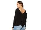 1.state Waffle Stitch V-back Lace-up Sweater (rich Black) Women's Sweater