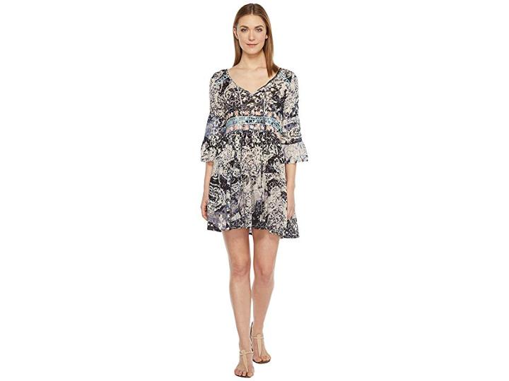 Brigitte Bailey Mahalia Printed V-neck Dress (navy) Women's Dress