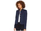 Tommy Hilfiger Stand Collar Button Front Jacket (midnight) Women's Coat