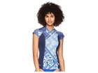 O'neill Cap Sleeve Sun Shirt Front Zip (indigo Patch/navy) Women's Swimwear