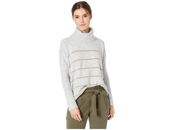 Cupcakes And Cashmere Harlo Metallic Striped Sweater (heather Ash) Women's Sweater
