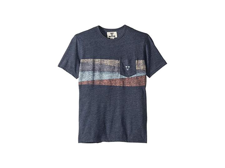 Vissla Kids Dyno Short Sleeve Pocket Tee (big Kids) (dark Naval Heather) Boy's T Shirt