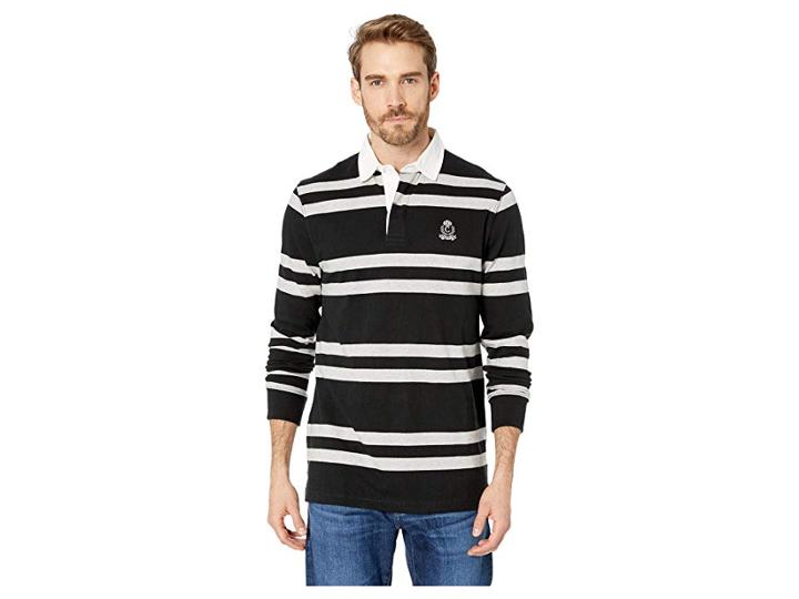 Chaps Cotton Rugby Polo (polo Black Multi) Men's Clothing