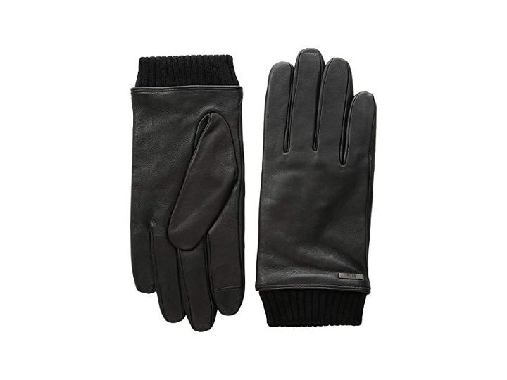 Boss Hugo Boss Hewen Touch Tech Leather Gloves (black) Over-mits Gloves