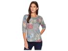 Nally & Millie Long Sleeve Floral Houndstooth Top (multi) Women's Clothing