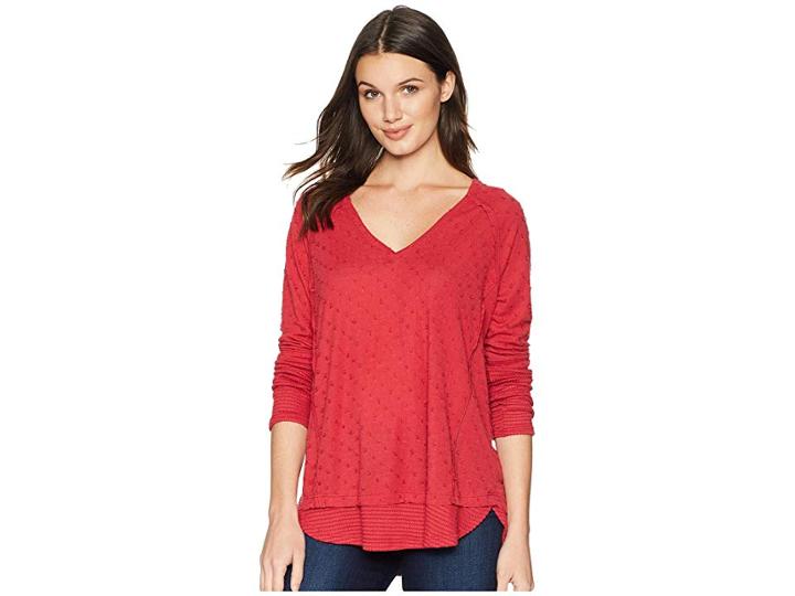 Miss Me Distressed Long Sleeve (red) Women's Clothing