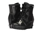 Sorel Joan Rain Wedge Gloss (black/sea Salt) Women's Waterproof Boots