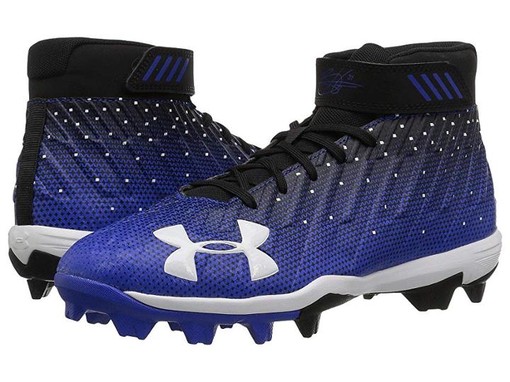 Under Armour Kids Harper Rm Jr. Baseball (little Kid/big Kid) (black/royal) Kids Shoes