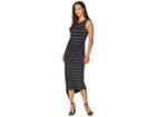 Vince Camuto Specialty Size Petite Sleeveless Twist Wrap Front Melange Stripe Dress (rich Black) Women's Dress