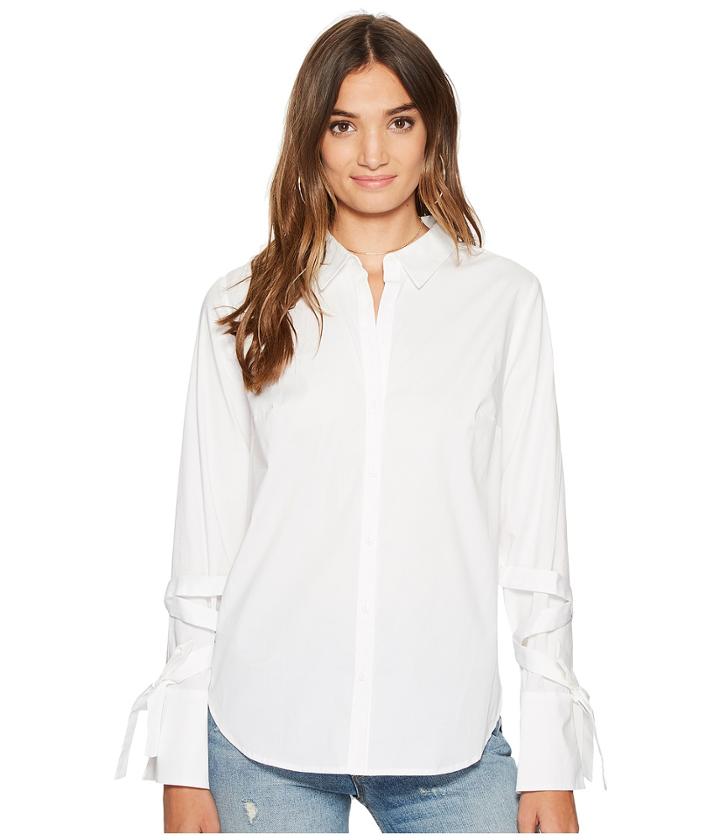1.state Button Down Shift W/ Wrap Tie Sleeve (ultra White) Women's Dress