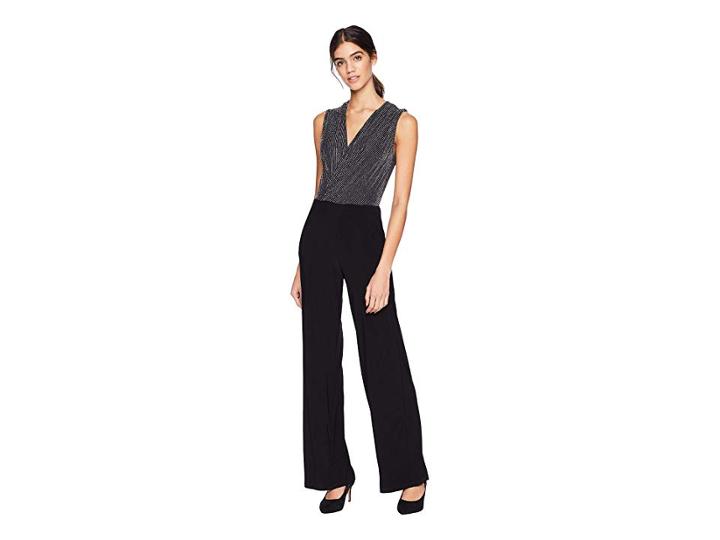 Bebe Metallic Knit Top Jumpsuit (black/silver) Women's Jumpsuit & Rompers One Piece