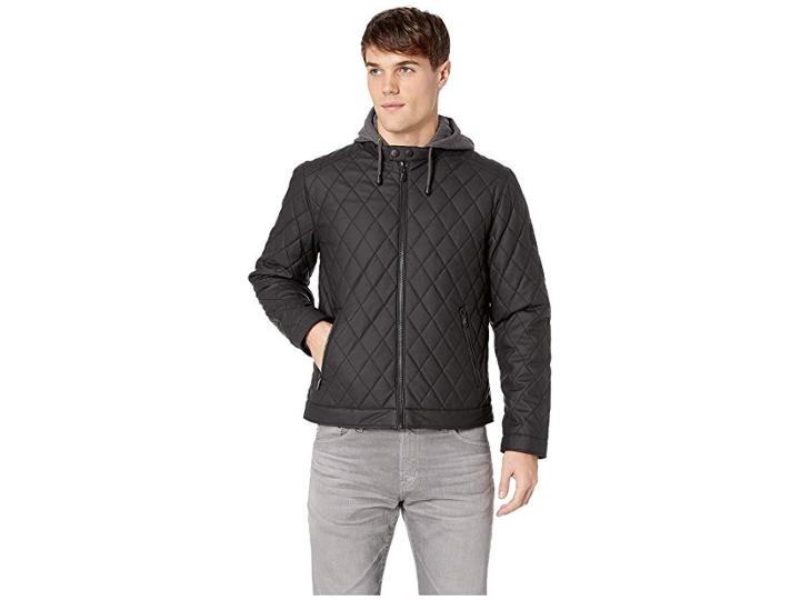 Buffalo David Bitton Quilted Pu W/ Bib Insert (black) Men's Coat