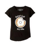The Original Retro Brand Kids Donut Kill My Vibe Rolled Short Sleeve Slub T-shirt (big Kids) (black) Girl's T Shirt