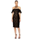 Marchesa Notte Stretch Velvet Off Shoulder Gown (black) Women's Dress