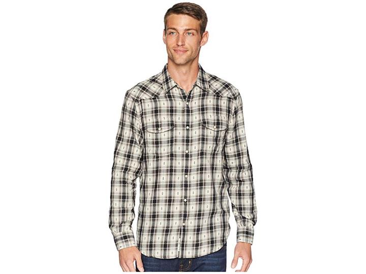 Lucky Brand Dobby Western Shirt (black/white) Men's Clothing