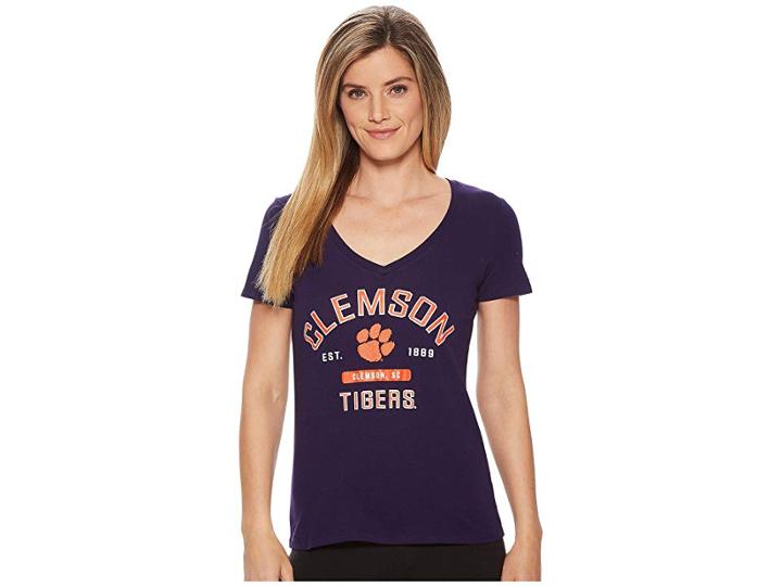 Champion College Clemson Tigers University V-neck Tee (champion Purple) Women's T Shirt