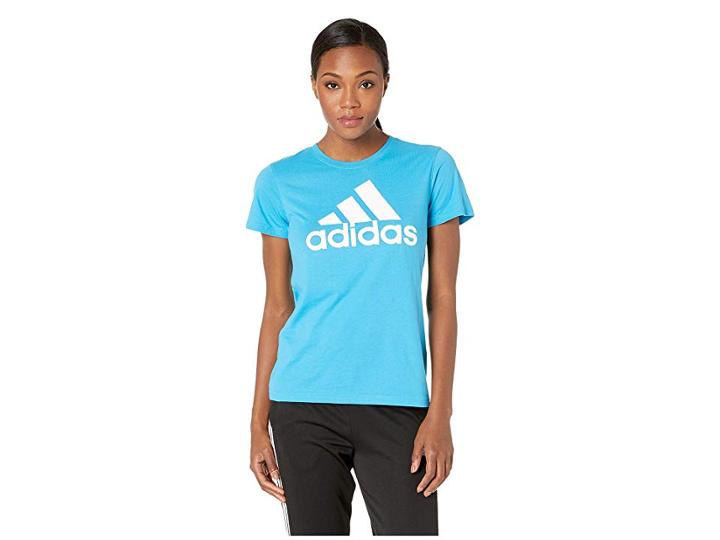 Adidas Badge Of Sport Classic Tee (shock Cyan) Women's T Shirt