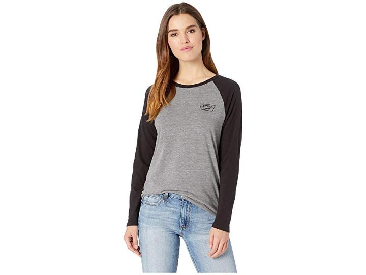 Vans Full Patch Long Sleeve Raglan Tee (grey Heather/black) Women's T Shirt