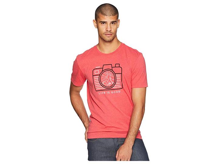 Life Is Good Scenic Camera Crusher Tee (heather Americana Red) Men's T Shirt