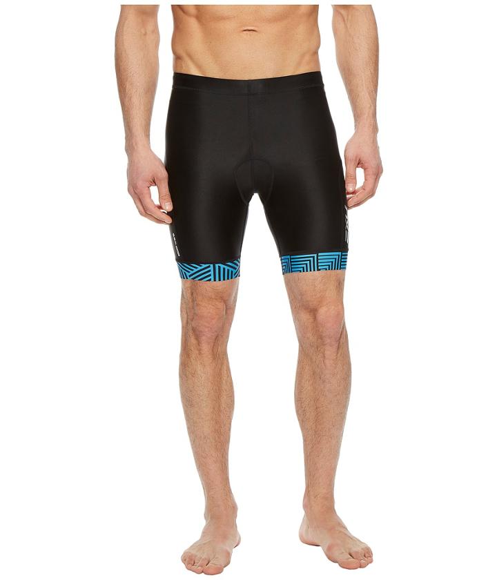 2xu Perform 7 Tri Shorts (black/geo Dresden Blue) Men's Shorts