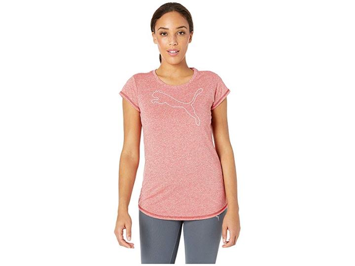 Puma Active Logo Heather Tee (ribbon Red Heather) Women's Clothing