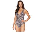 Michael Michael Kors Mini Cherry Blossoms Deep V One-piece W/ Ladder Insert Removable Soft Cups (rose Pink) Women's Swimsuits One Piece